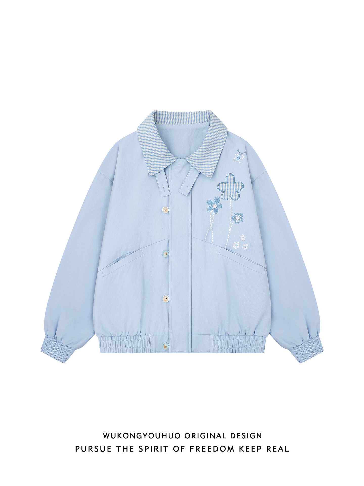 

Casual Embroidered Stand Collar Jaet for Men And Women Spring Season Loose Fit Couple Matching Outerwear American Sle