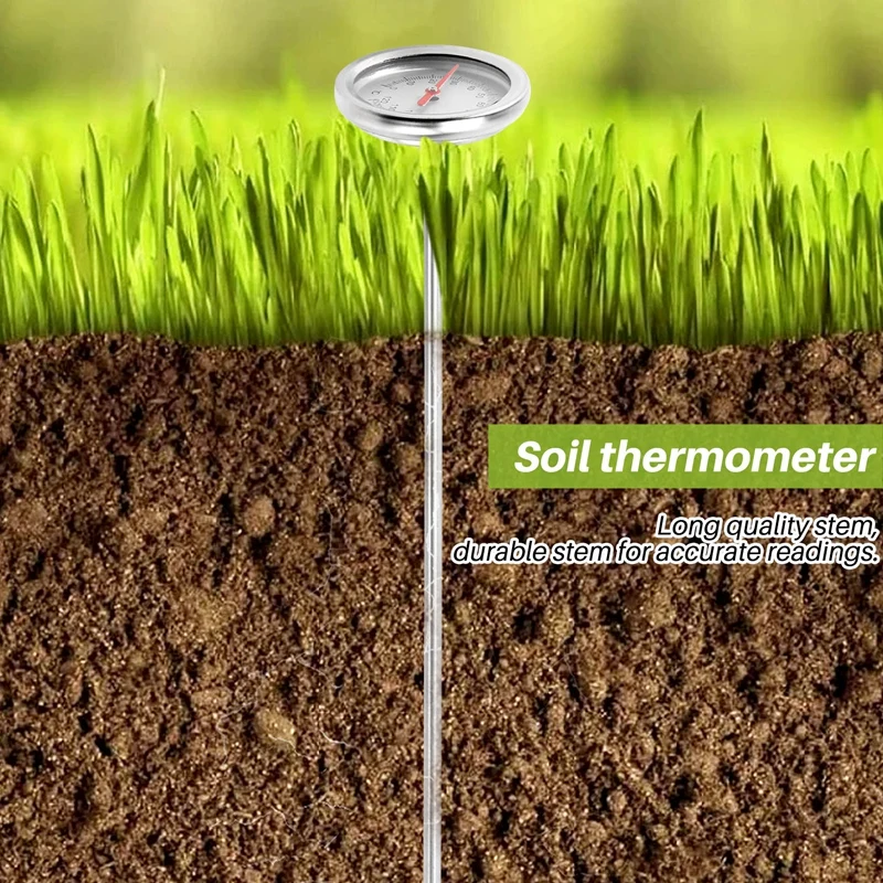 ●Compost Soil Thermometer 20 Inch 50 Cm Length Premium Food Grade Stainless Steel Measuring Probe Detector-ABFB