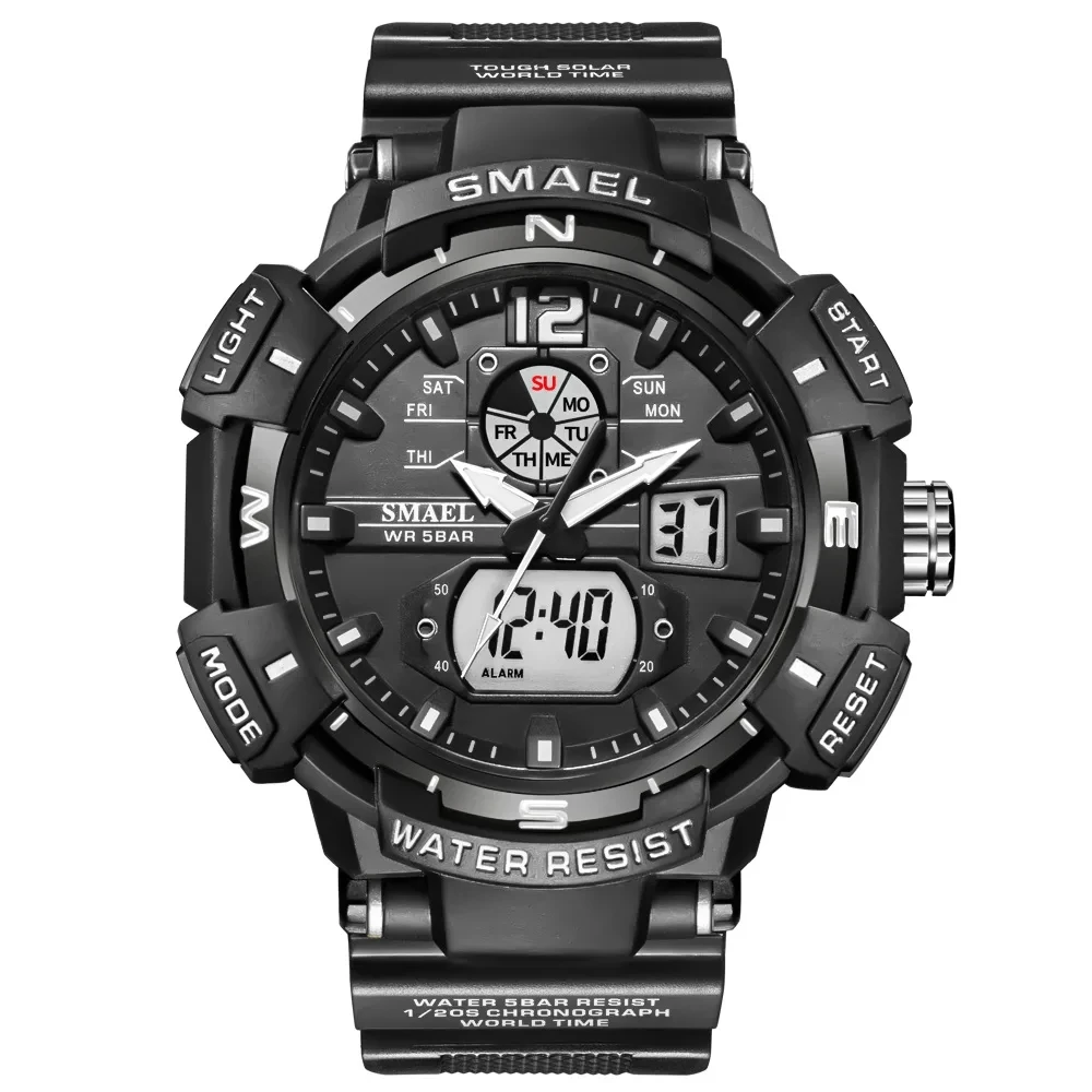 

SMAEL Top Luxury Brand Men's Watch Outdoor Sports Waterproof Watches Dual Time Display Quartz Wristwatches Rubber Digital Clock