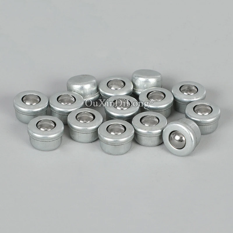 100PCS Universal Ball Bearing Steel Conveying Wheel Stamping Flat Bottom Micro Bull Eye Wheel Casters Steel Ball Transfer Wheels