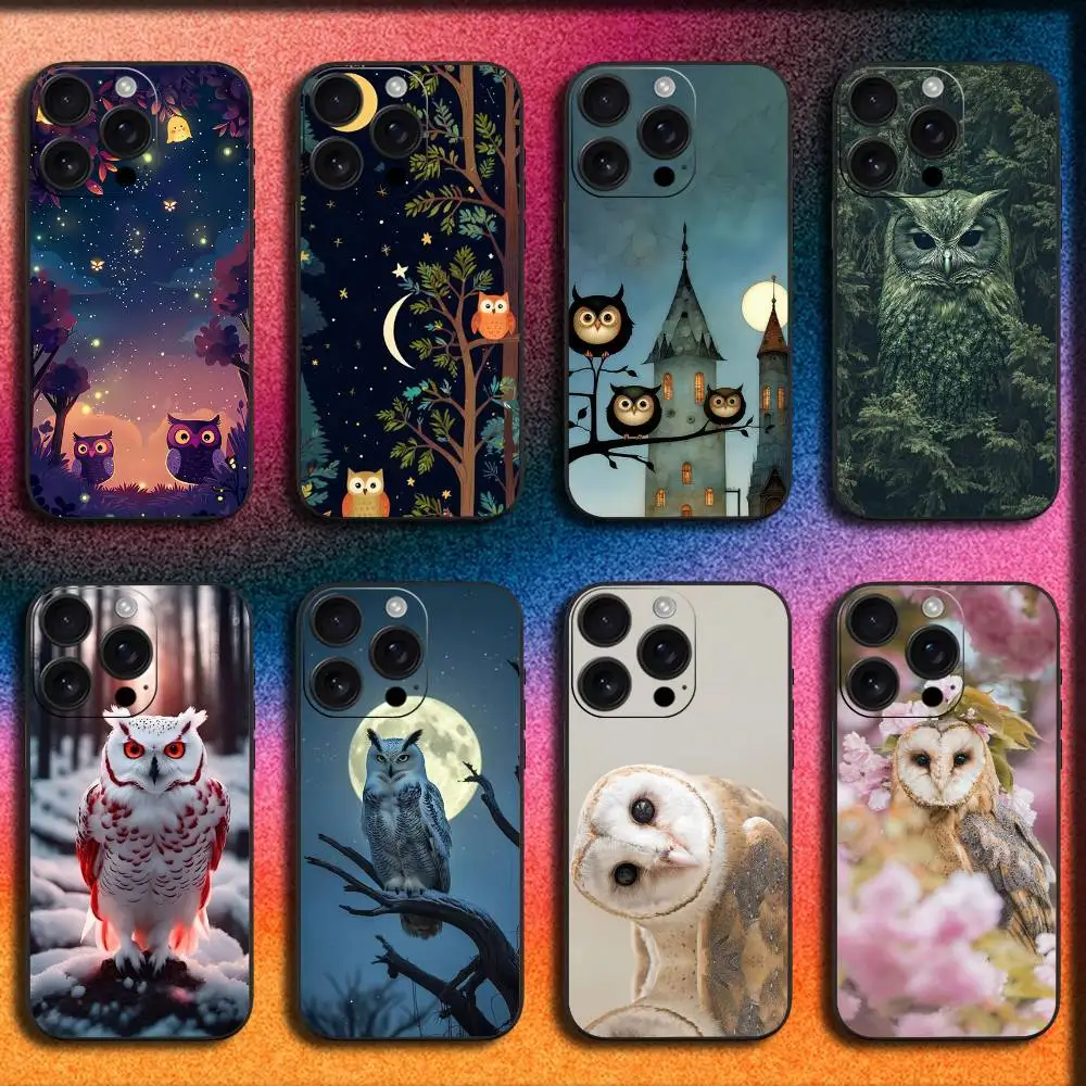 

Owl Art Aesthetics Phone Case For iPhone 17,16,15,14,13,12,11,Pro,Max,Plus,E,SE4,Air,Mini Black Cover
