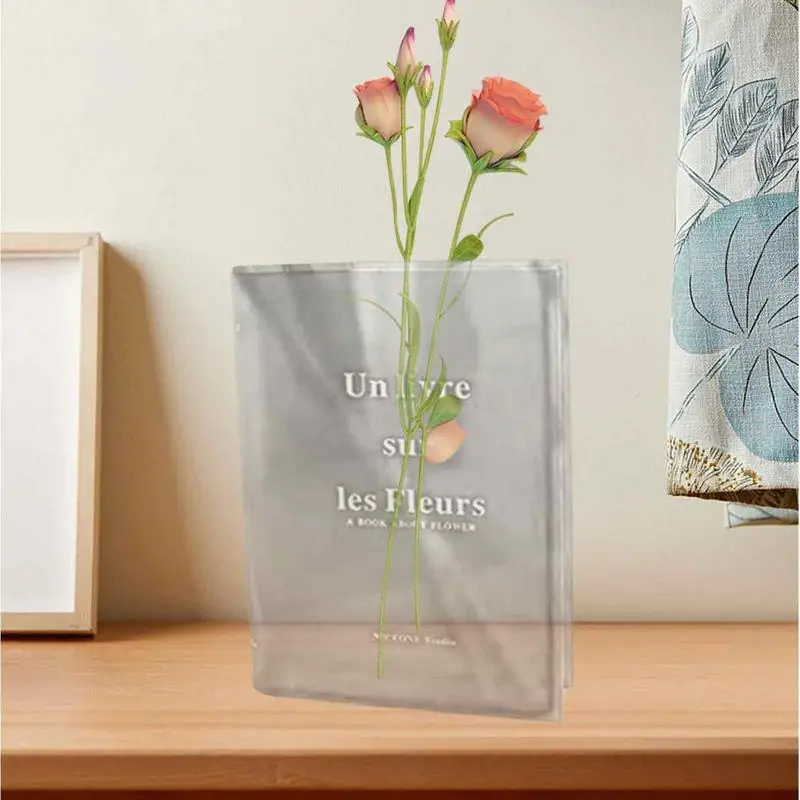 Clear Book Flower Vase Acrylic Desktop Vase Bookshelf Decor Book Shape Vase Flower Arrangement Ware For Hotel Home Decoration