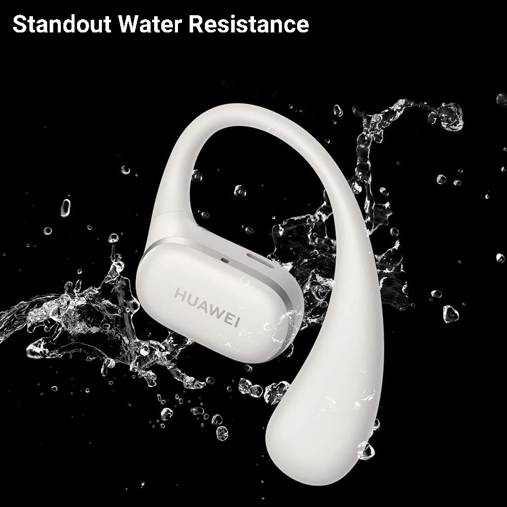 Huawei FreeArc سماعة أذن لاسلكية بتصميم مفتوح ، سماعة أذن لاسلكية ، سماعة أذن Punchy Bass ، حتى 28 ساعة مع علبة بطارية ، سيليكون سائل صديق للجلد