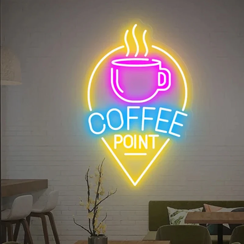 Neon Light Coffee Cup Neon Sign Luminous LED Sign Party Cafe Shop Birthday Reunion Room Home Mural Personality Wall Decoration