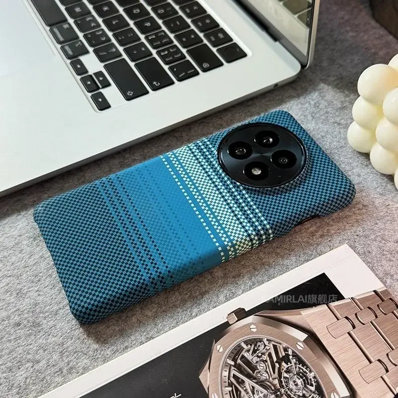 Case For Oneplus 13 13R 12 12R Ace 5 Pro Cover Luxury Kevlar Stripe PC Hard Cover For One Plus 13 R Shockproof Bumper Funda
