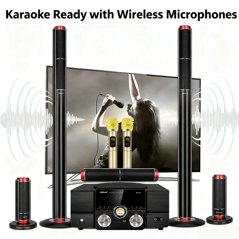 Speaker Bluetooth 5.1 3-Way 200W Peak Sound Box dengan Amplifier Aktif 3 Inch 8Ω HiFi Coaxial Optical USB untuk Home Theater