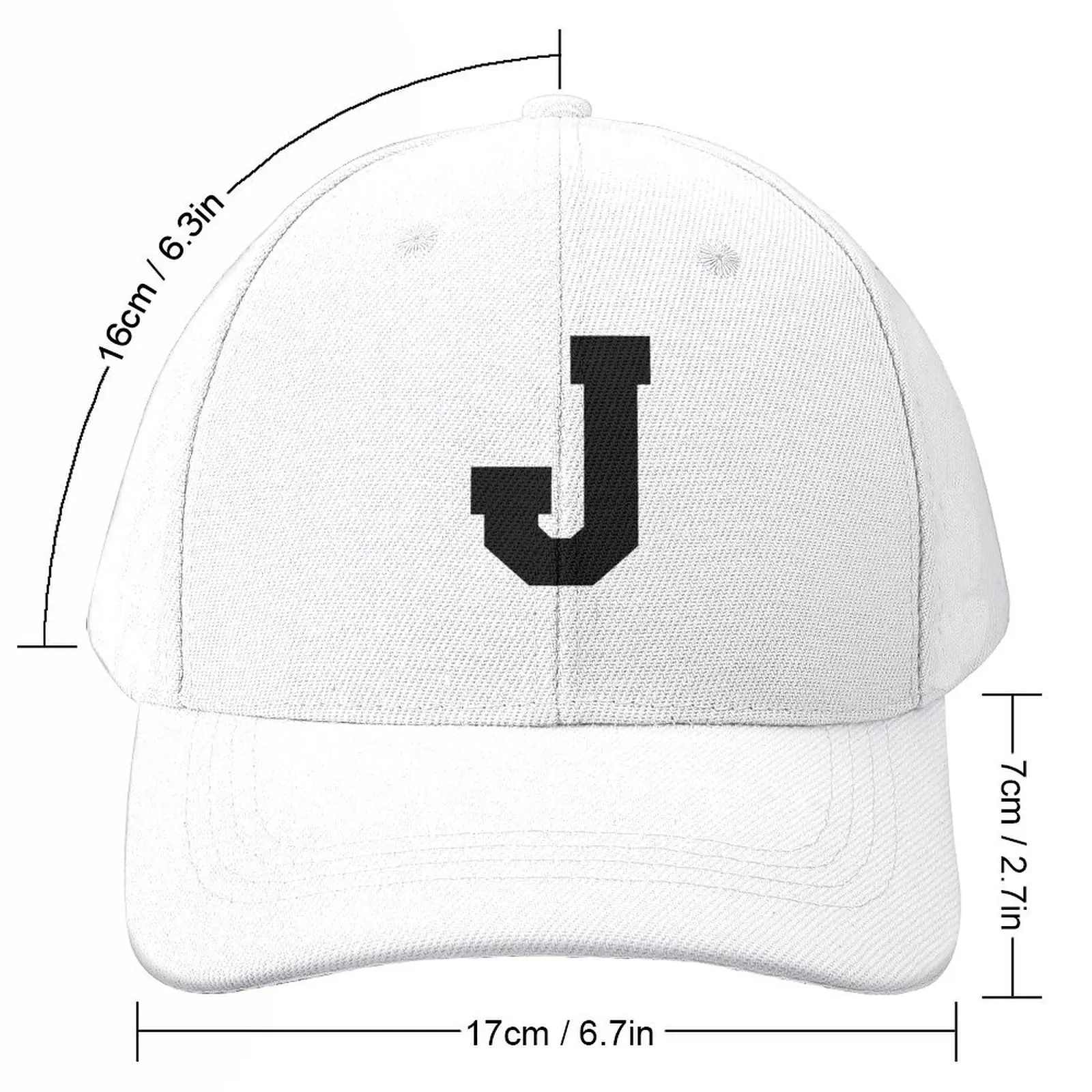 Alphabet, Black J, Sports letter J Baseball Cap dad hat Golf Hat Women Beach Fashion Men's