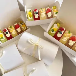 10pcs White Green Paper Dessert Box Cupcake Baking Container Mini Bread Macaron Packaging Party Gift Box