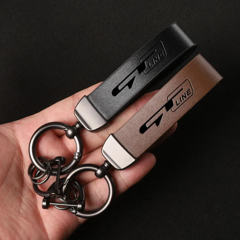 Luxury Genuine Leather Keychain Car Key Ring Holder Jewelry Custom Gift For kia gt gtline ceed Forte RIO STINGER Seltos K3 KX5