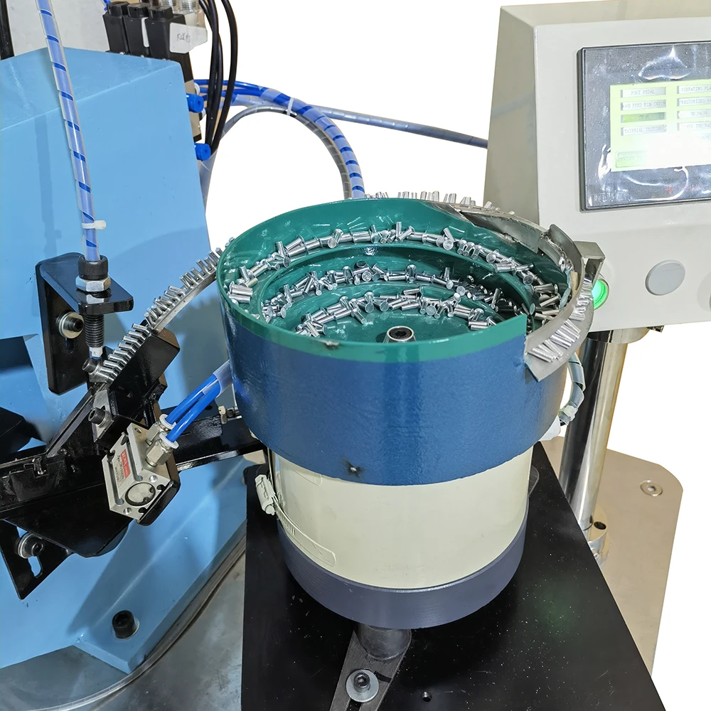 Full Automatic Pneumatic c Frame Foot Pedal Operated  Feeding Solid Rivet Press Fastening Riveting Machine