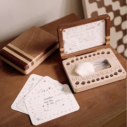 English Japanese Chinese Baby Wood Tooth Box Organizer Umbilica Save Gifts Milk Teeth Storage Box Birthday Baby Souvenir Gifts