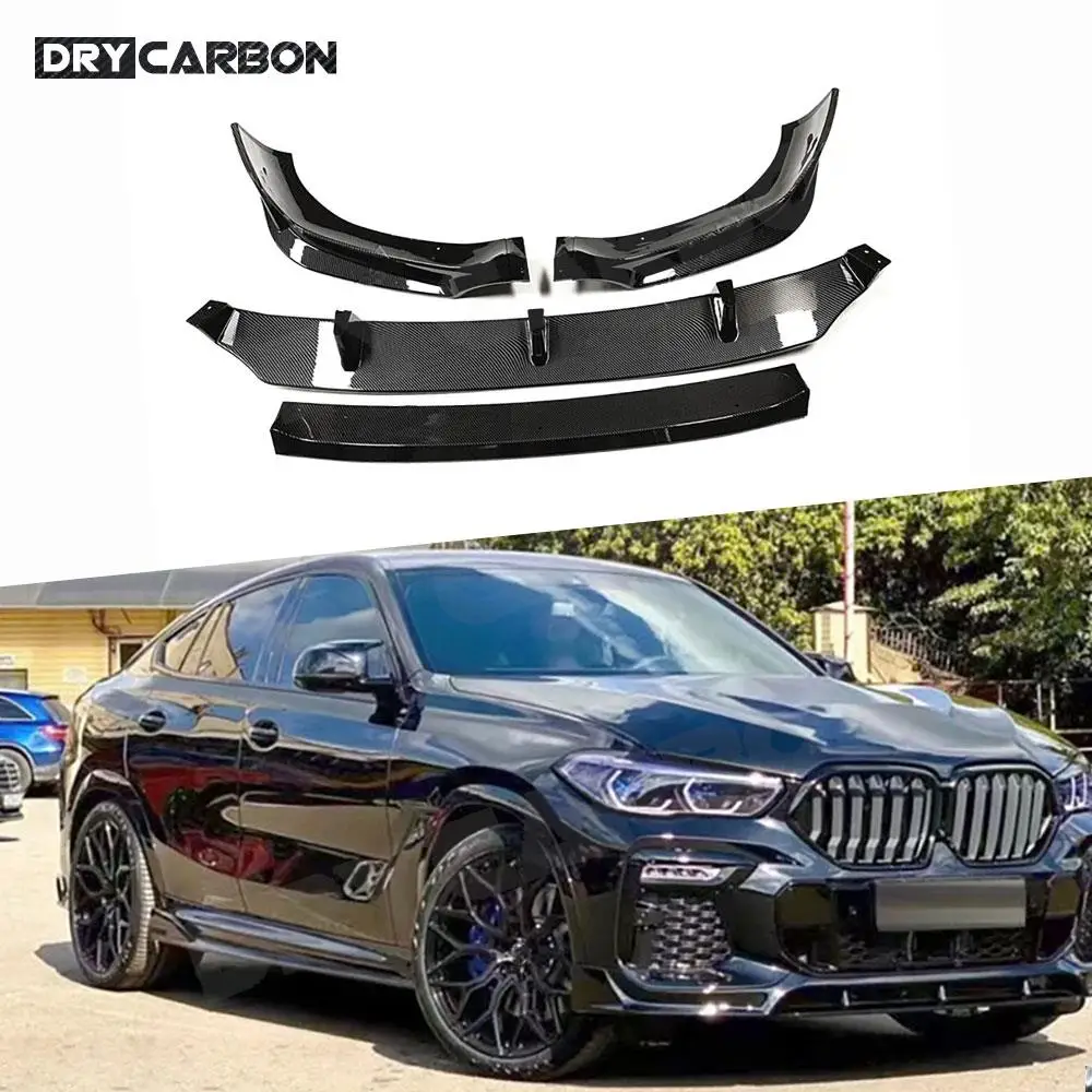 

Carbon Fiber /ABS Gloss Black Car Front Bumper Lip Spoiler Diffuser Chin Bodykits for BMW X6 G06 M Sport 2020 2021 2022 2023