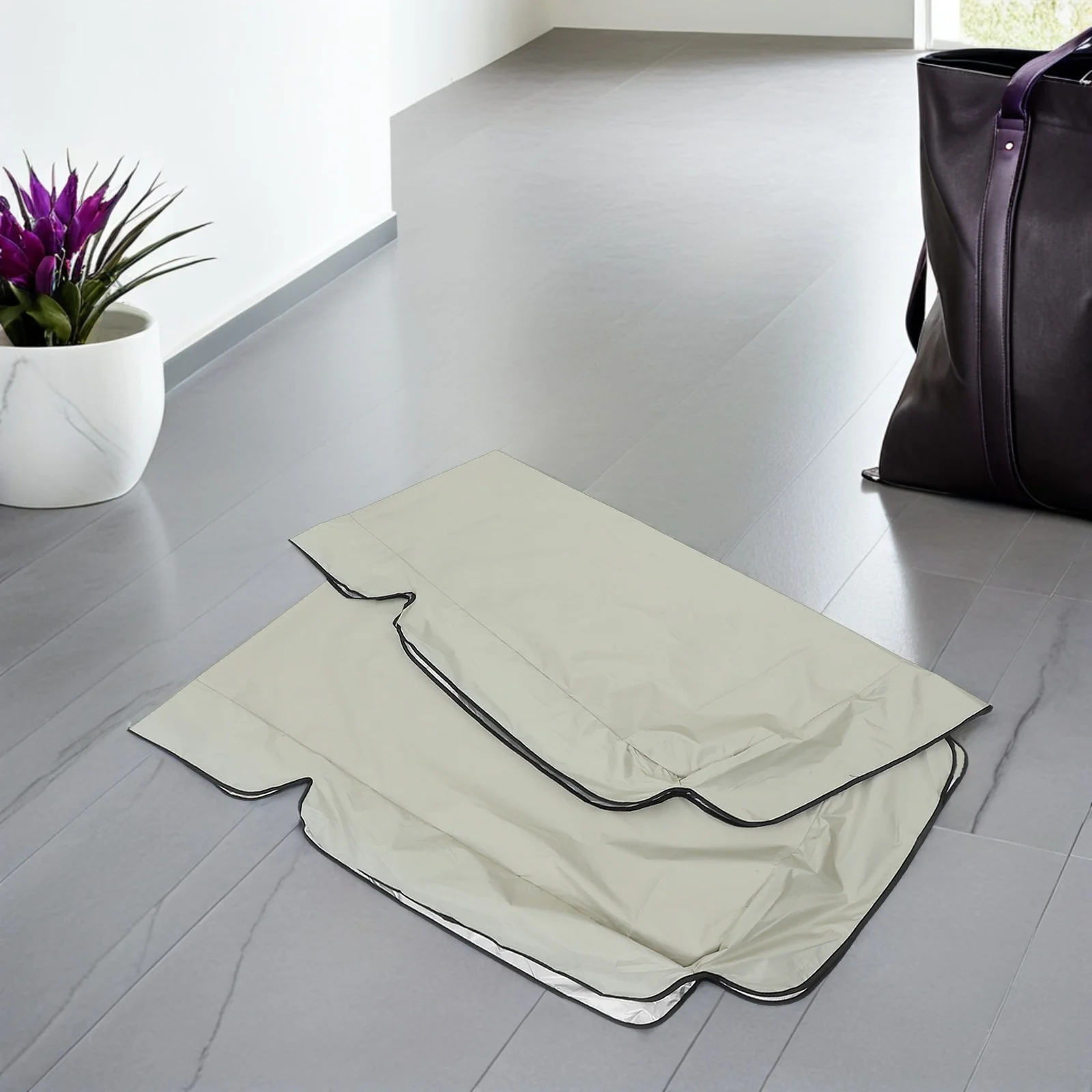 

Beige Garden Swing Cover Waterproof Polyester Scalloped Edge Elastic Band Dust Proof Sunshade Outdoor Swing Protector