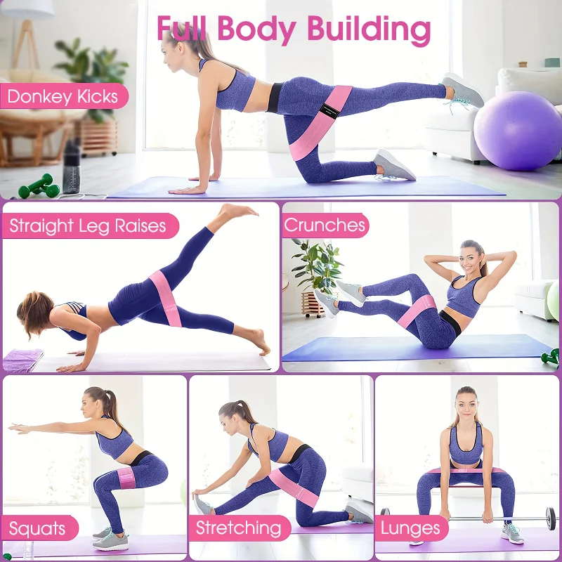 Fasce di resistenza per yoga, 3 pezzi, fasce elastiche per esercizi di stretching per donne e uomini, fasce flessibili per Pilates e gambe.