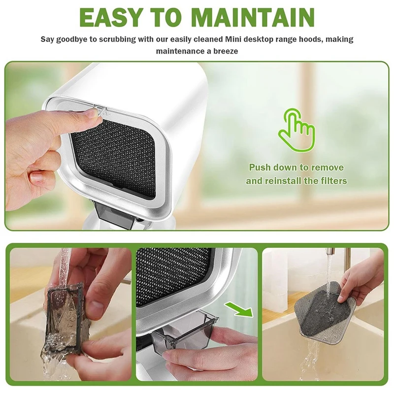Портативная вытяжка ABDJ, мини-настольная вытяжка, 2-скоростной выдвижной кухонный вытяжной вентилятор для внутреннего дымоудаления, вилка стандарта США