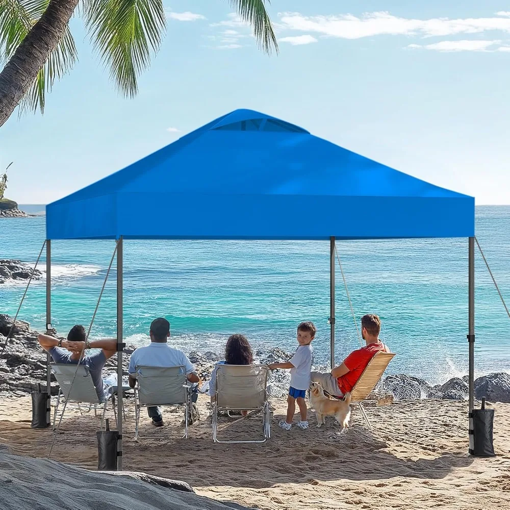 10x10ft 1-Person Setup Pop Up Canopy Tent - Easy Outdoor Sun Shade for Events Parties Camping Gazebo with Wheel Cover Bag