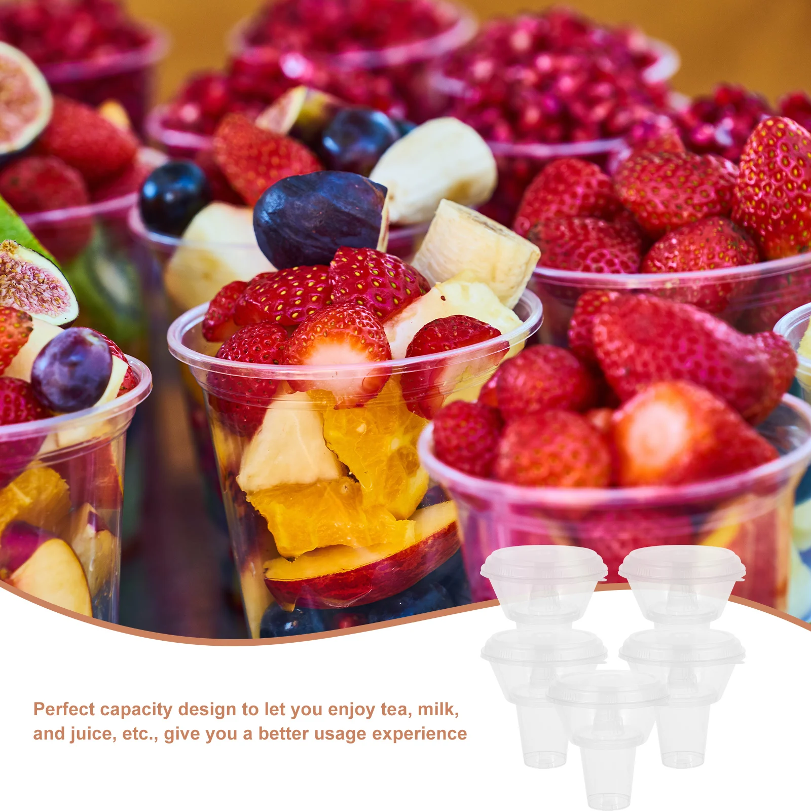 

5 Sets Disposable Cup Combination Premium Portable Drinking Glass Large Capacity One Hand Hold Easy Clean For Daily Party Use