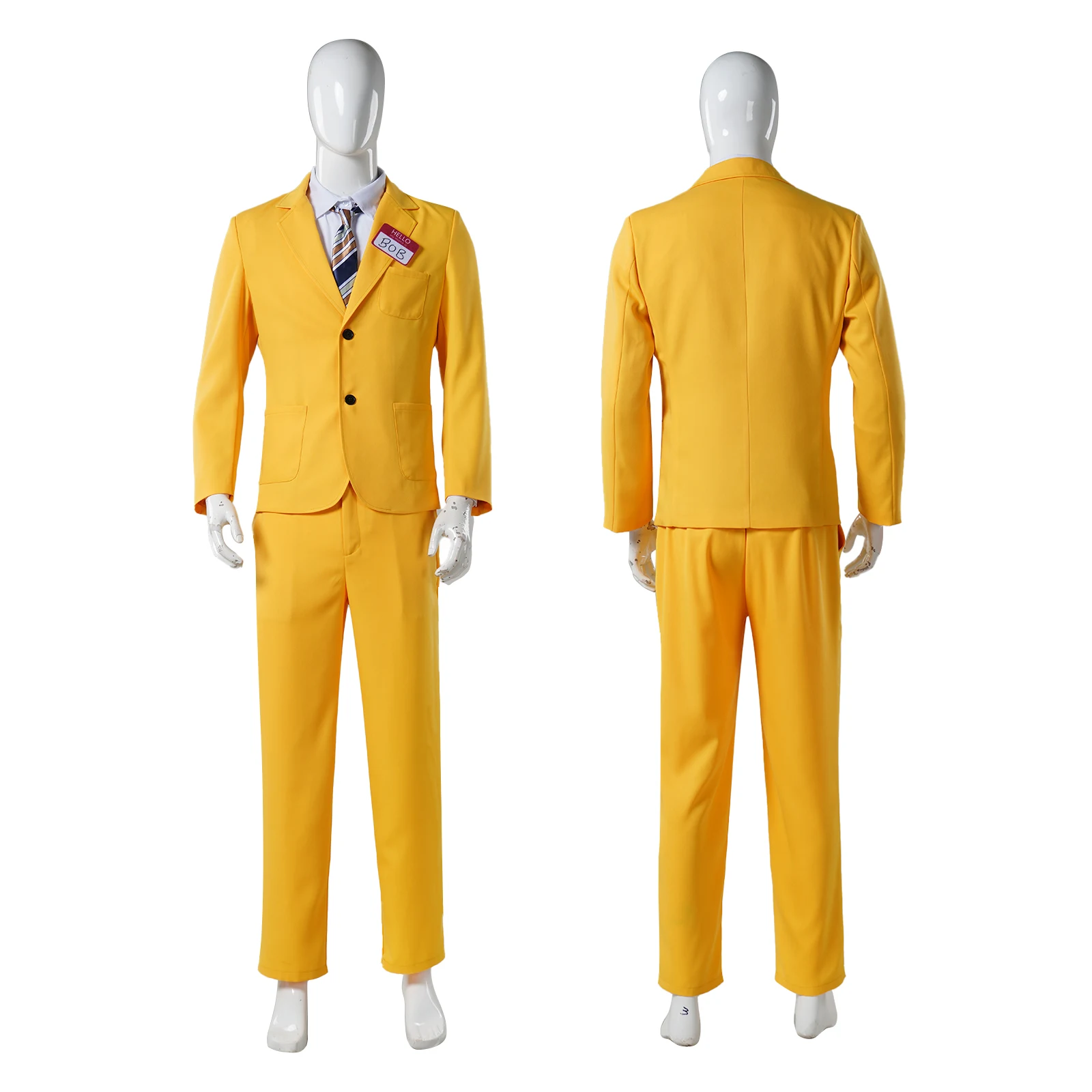 

Movie BOB Cosplay Costume Men Tie Coat Top Pants Suits BOB Yellow Outfit Uniform Halloween Carnival Disguise Party Clothes