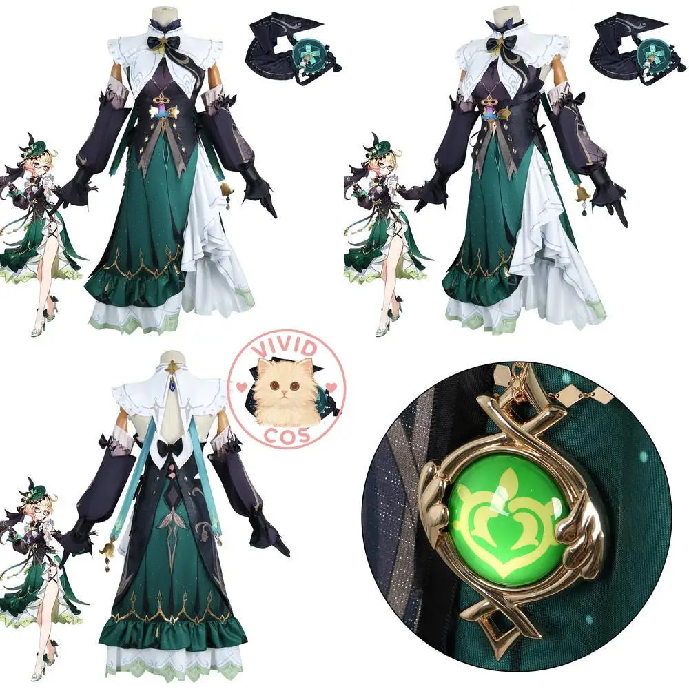

Popular Game Genshin Impact Cosplay Costume Anime Emilie Role Play Outfit Fashion Women Dress Uniform Comic Con Halloween Party