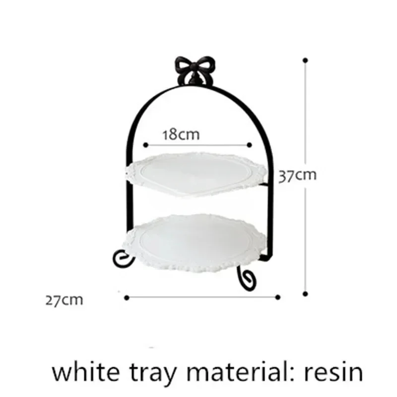 White Dessert Table Display Wedding Afternoon Tea Double- Cake Stand Gold Pastry Decoration Plate 3 Layer