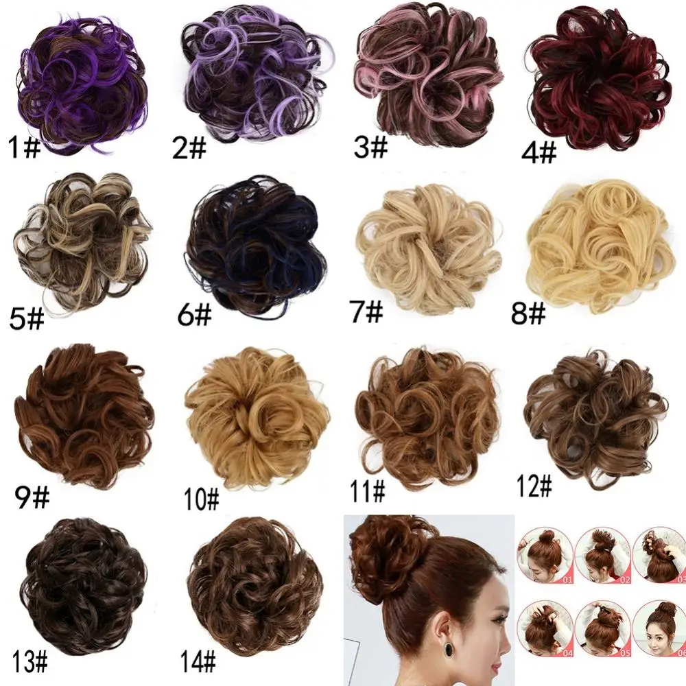 Synthetic Hair Bun Extensions Messy Curly Elastic Hair Scrunchies Fashion Women Hair Bun Donut Chignons Updo Pieces for Women