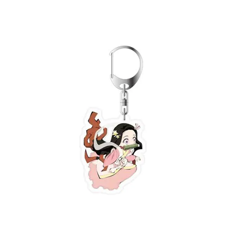 Anime Demon Slayer doll toy Kimetsu No Yaiba Blade of Ghost Keychain Acrylic Pendant Car Key Chain kids Xmas Gift Anime Jewelry