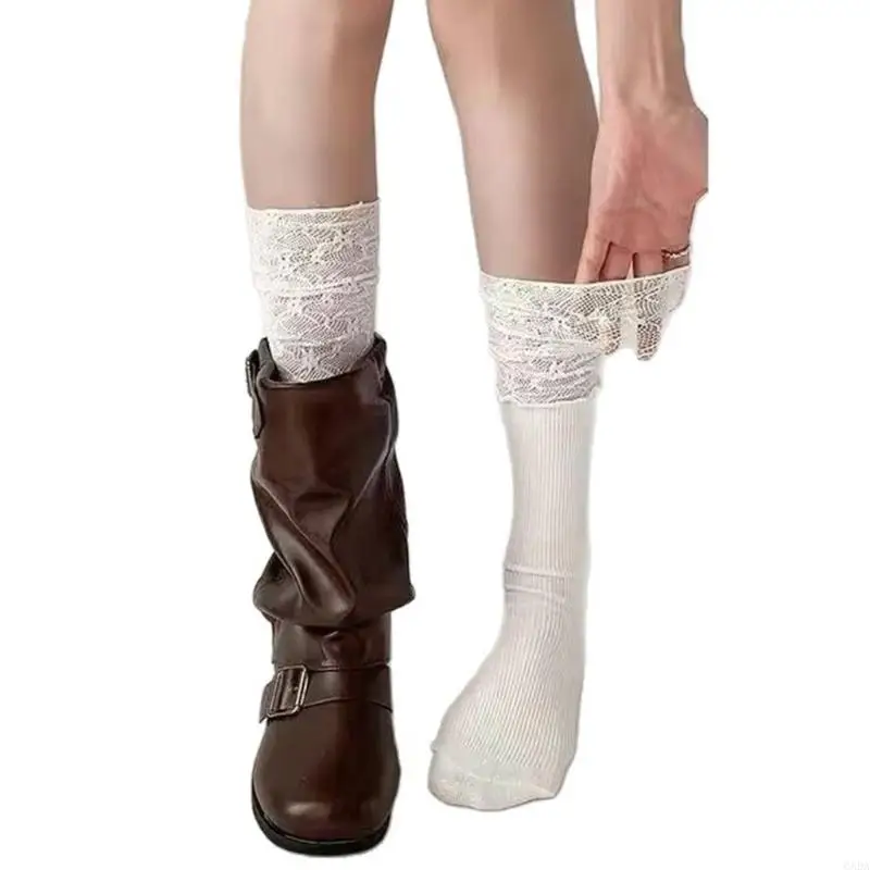 جوارب دائرية من الدانتيل متعددة الوظائف، ناعمة ومكدسة، نسيج بوليستر مقاوم للرائحة، مثالي للعمل والترفيه 6XDA