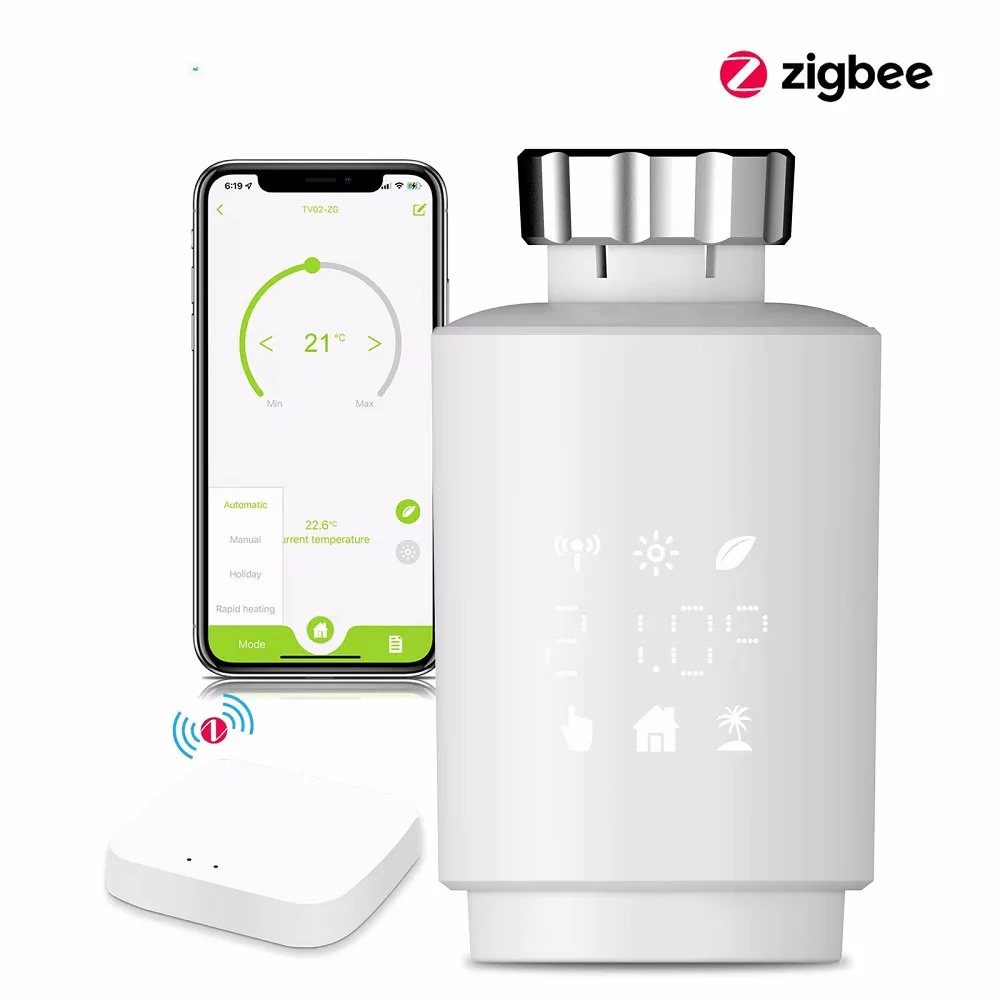 Zigbee Smart Thermostatic Radiator Valve Thermostat Temperature Controller Support Smart Life Tuya App Alexa Voice Control