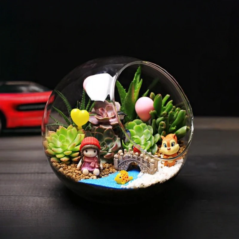 Diameter=20cm Big Size Side Open Glass Terrarium Vase Home Decoration Creative Aquarium Fishbowl House Ornament Friend Gift
