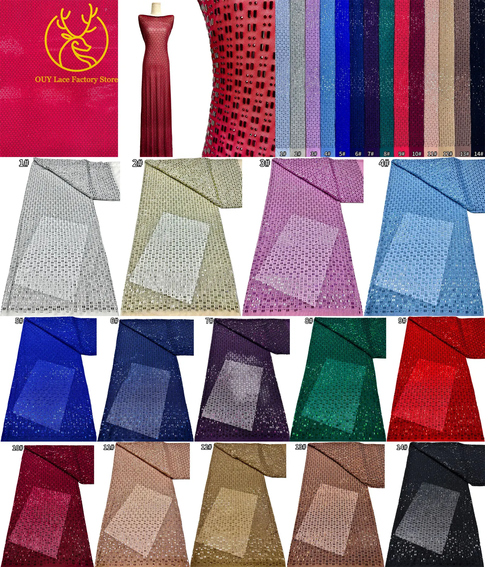 Königsblauer Österreichischer Glasdiamant-Stretch-Spitzenstoff Königlicher Luxus Französischer Tüll Afrikanischer Spitzenstoff für Brautkleider – Detail 3