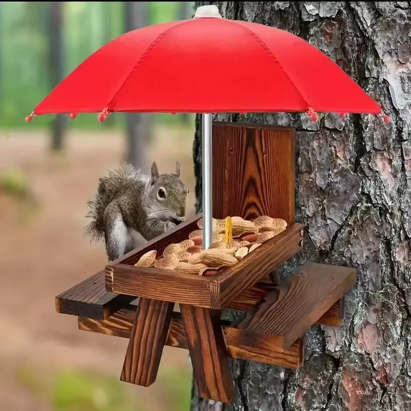 

Squirrel Feeder Outdoor Creative Squirrel Wooden Feeder Creative Bird Feeder Solid Wood Desktop Decoration xt2021-LJX