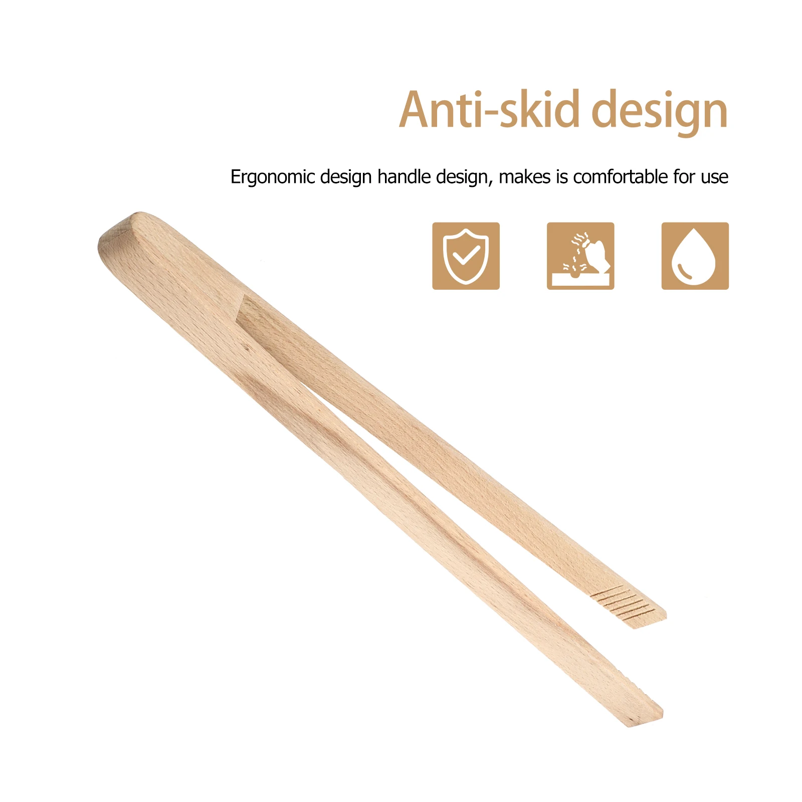 

1Pcs Food Tongs Beech Wood Long Handle Kitchen Tongs Heat Resistant Cooking Baking Bbq Serving Tool Dishwasher Safe 32Cm