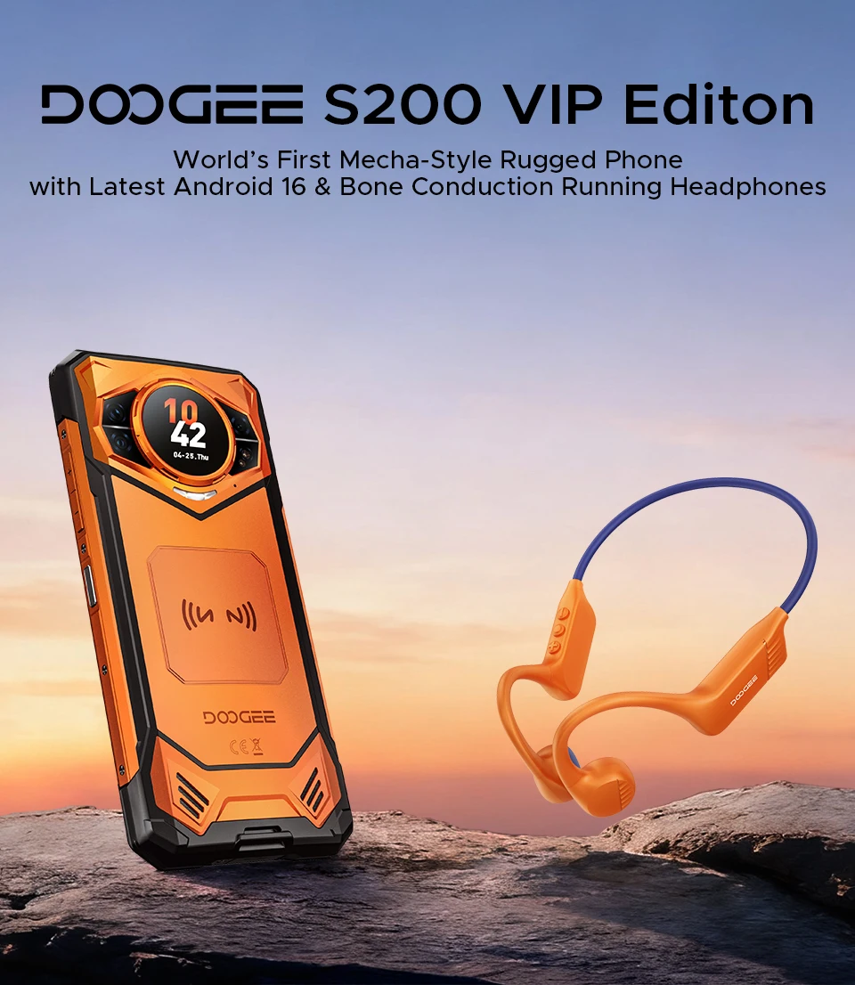 World Premiere DOOGEE S200 5G Rugged Phone 6.72" 120Hz Display 48GB RAM 256GB ROM 100MP AI Main Camera 10100mAh Android 16 NFC