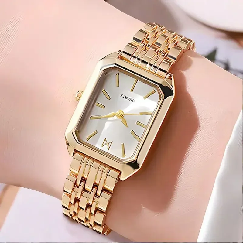 Fashion Women\'s Watches Gold Steel Strap Luxury Ladies Quartz Wristwatches Qualities Female Roman Scale Clock relógio feminino