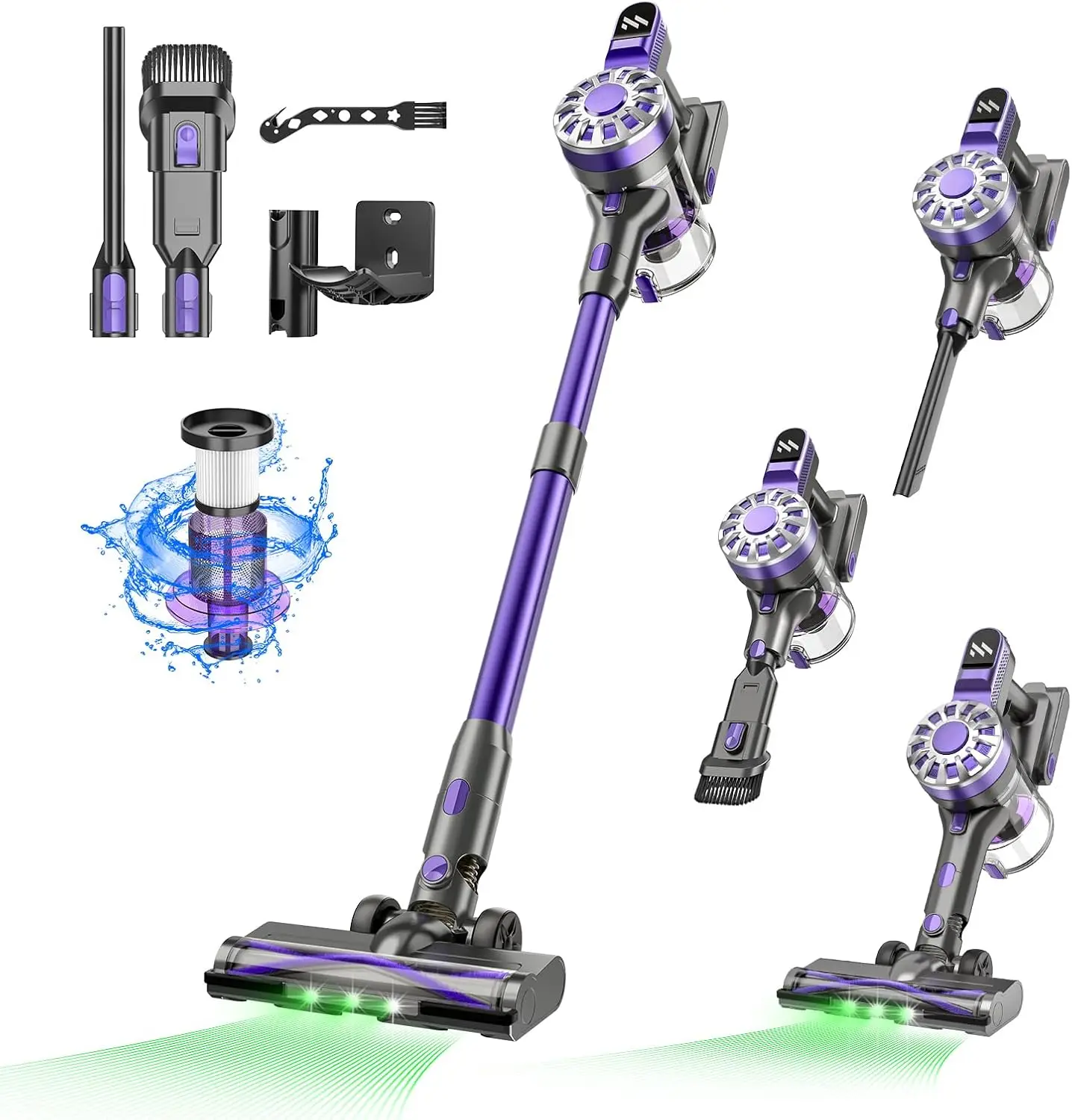 Cordless Vacuum Cleaner, Cordless Stick Vacuum Cleaner 38000PA Powerful Suction, Recahrge Battery, 6 in 1 Lightweight andQuiet