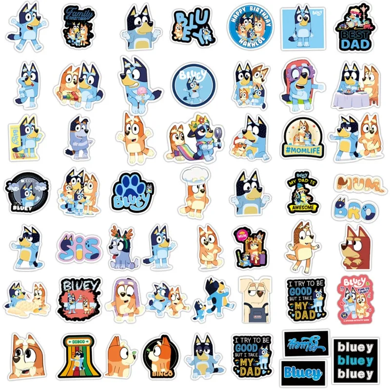 50pcs Bluey Anime Stickers Suitcase Water Cup Stationery Mobile Phone Car Scooter Laptop Refrigerator Decorative Stickers