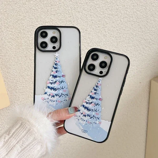 

2.0 Version Acrylic Upgrade Border Christmas Tree Phone Case Cover for IPhone 11 12 13 14 15 Pro Max Case for IPhone 15 Pro Max