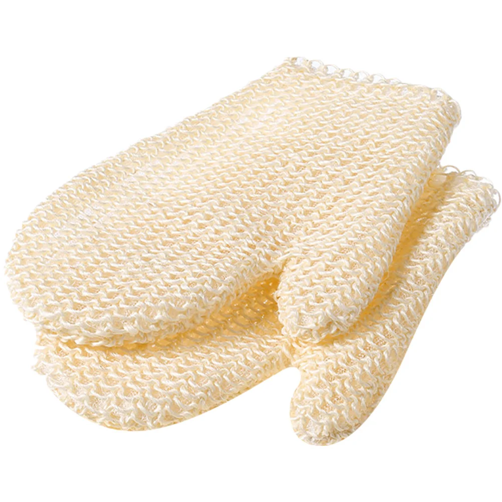 

2 Pcs Sisal Braided Shower Gloves Cleaning Skin Scrubbing Mittens Bath Foaming to Weave