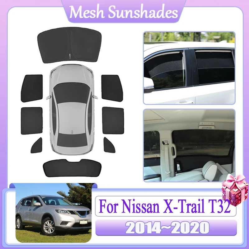 

Магнитный солнцезащитный козырек для Nissan X-Trail X Trail XTrail Rogue T32 2014 2015 2016 ~ 2020, автомобильная сетчатая солнцезащитная козырек с защитой от УФ-лучей, аксессуары