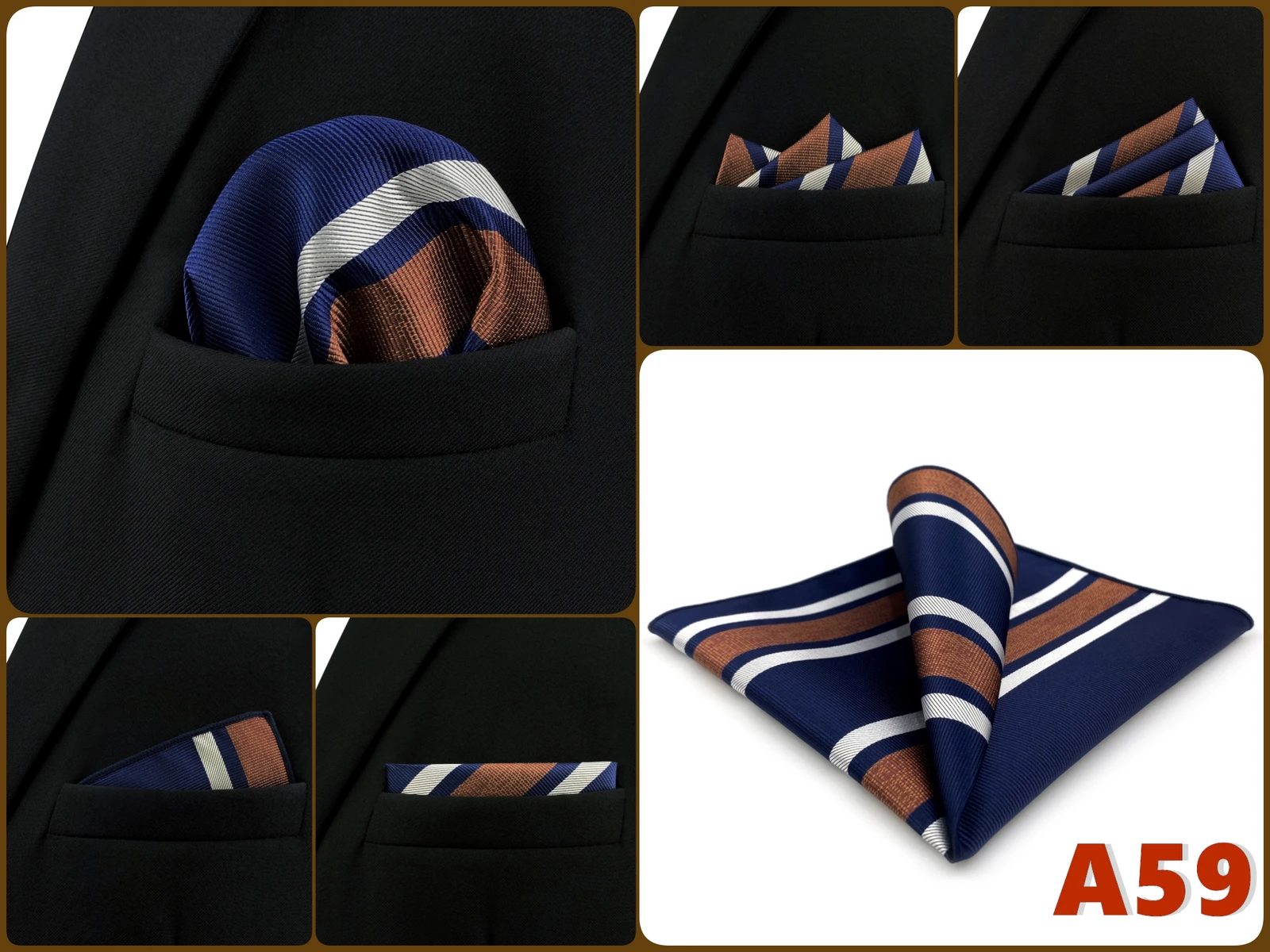 Luxury Mens Pocket Square Handkerchief Multiple Designs Classic Suit Hanky Large Striped Gentlemen Wedding Party Gift for Men