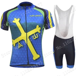 Suit Asturias 2023 Cycling Jersey Set Bicycle Spanish Blue Clothing Road Bike Shirts Bicycle Bib Shorts MTB Ropa Maillot Culotte
