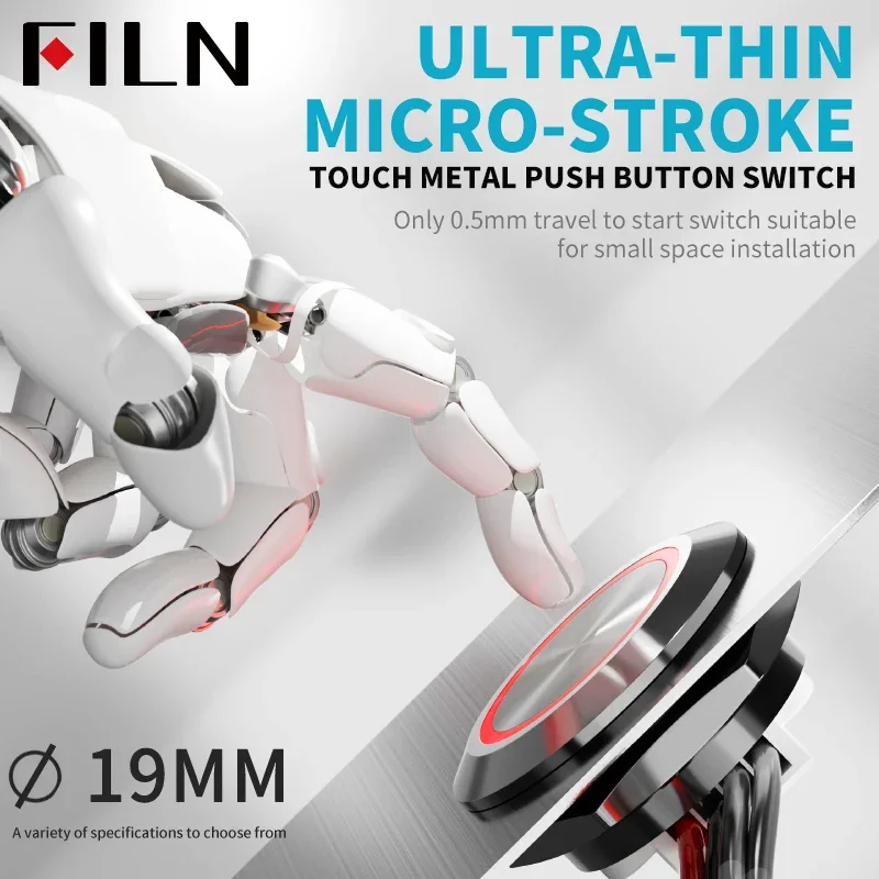 

FILN 19mm Short Throw Self Reset Momentary LED Touch Elevator Use Stainless Steel Push button Button Switch