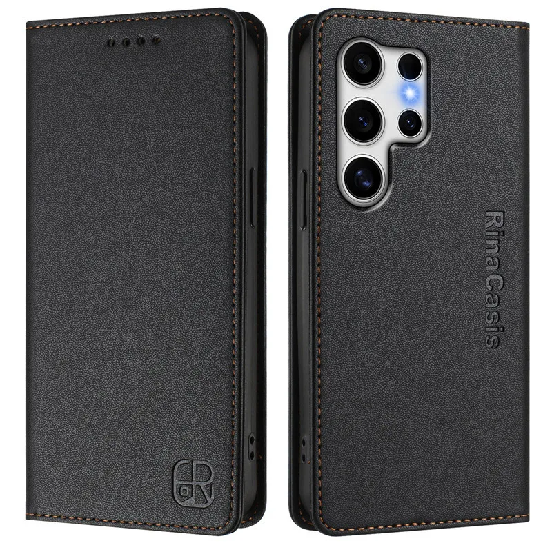 Luxury Anti-thef Wallet Flip Cover Phone Case For Samsung Galaxy S25+ Ultra Plus S 25 5G Leather Cases Magnet Solid color Coque