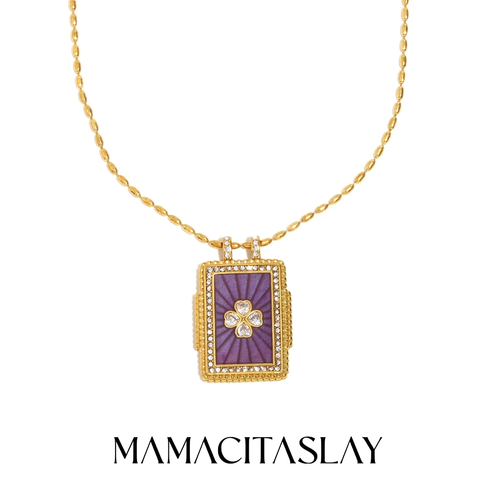 MamacitaSlay 316L roestvrij staal emaille zirkoon hart ster maan ring ketting partij waterdichte sieraden dames charme sieraden