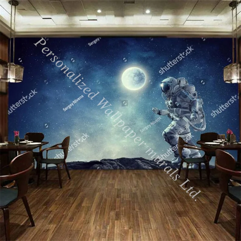 Spaceman Run on Space Photo Wallpapers for Children's Room Bedroom TV Sofa Wall Background Wall Decor Mural Wall Paper 3d