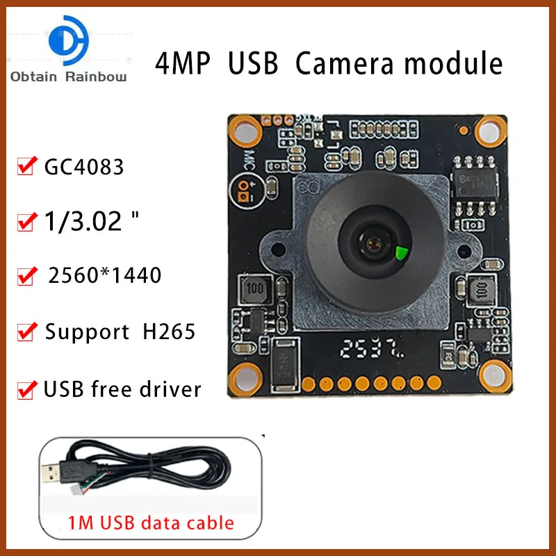 Full HD 4MP GC4083 2560*1440 30fps H264 H265 Fixed Focus USB2.0 Camera Module for Industrial Machine Video