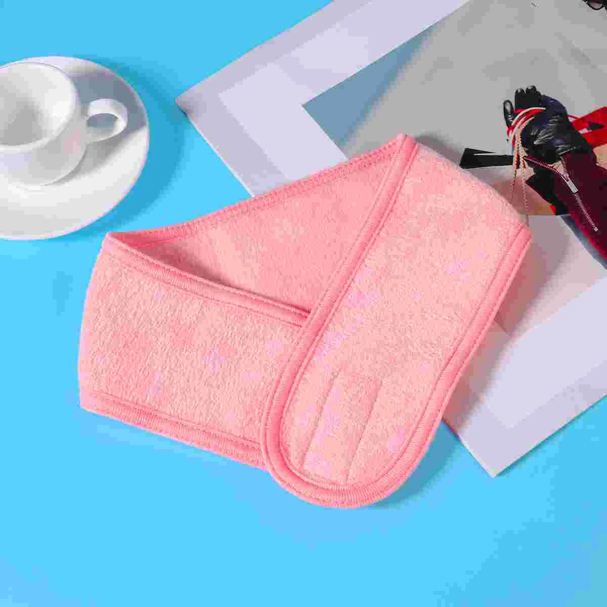 Frcolor 3Pcs Spa Facial Headband Make Up Wrap Head Cloth Headband Stretch Towel with Sticky Tape (White, Black, Pink)