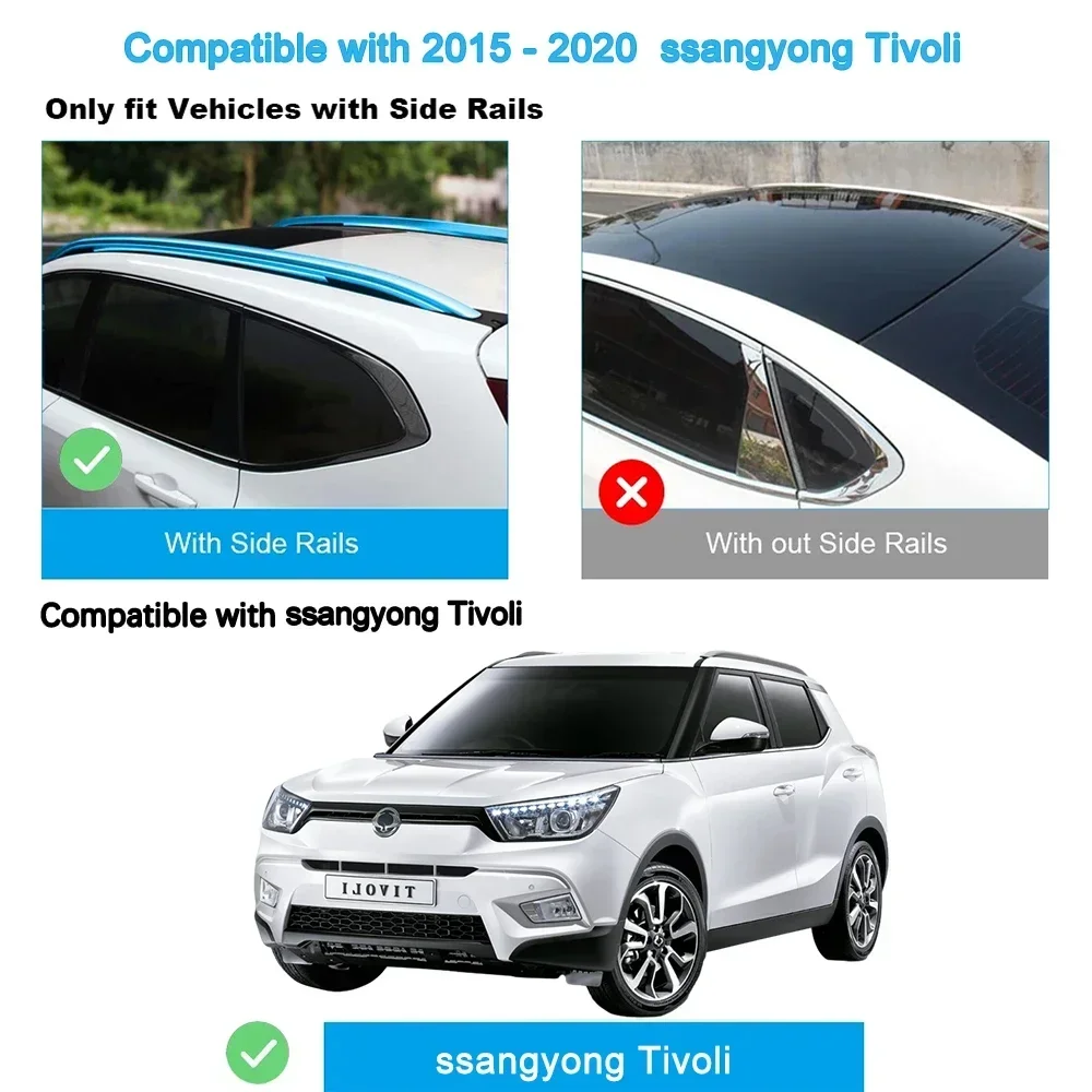 SHITURUI 2Pcs Roof bars For ssangyong Tivoli  2015-2020 Aluminum Alloy Side Bars Cross Rails Roof Rack Luggage