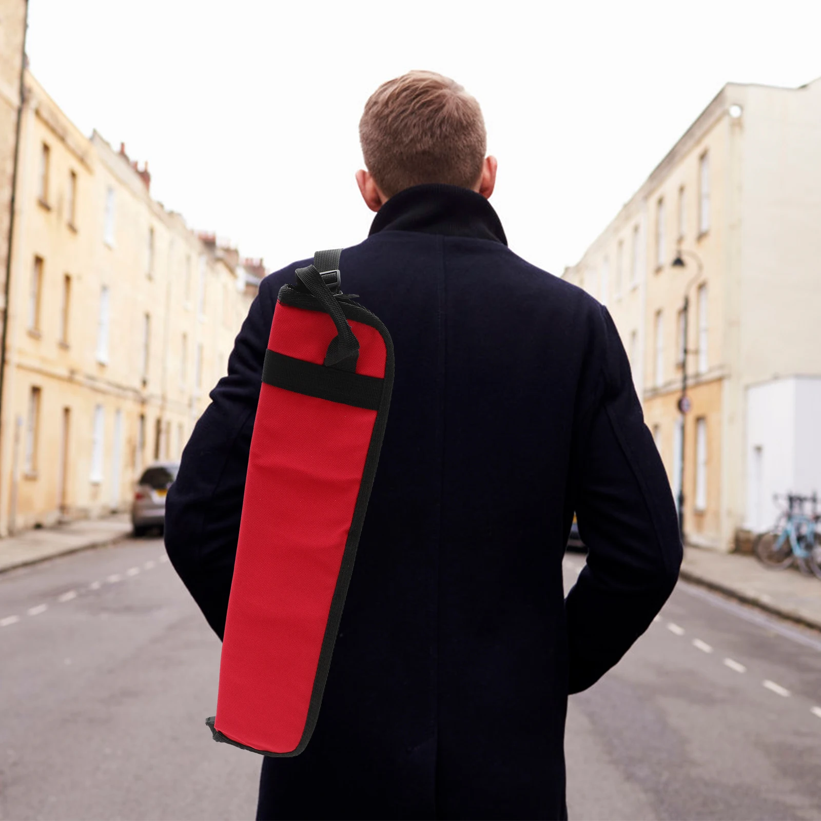 

4 Pairs Drum Stick Bag Thickened Oxford Cloth H Shoulder Carry Case for Drum Set Red Drumstick Storage Percussion Accessories