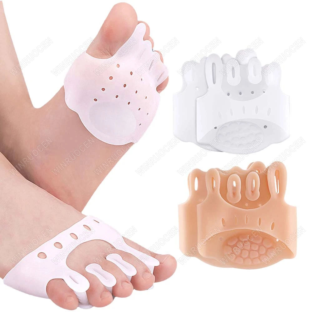 2pieces=1pair Gel Silicone Bunion Corrector Toe Separators Forefoot Pads Orthopedic Braces Orthotic Hallux Valgus Spacers EID